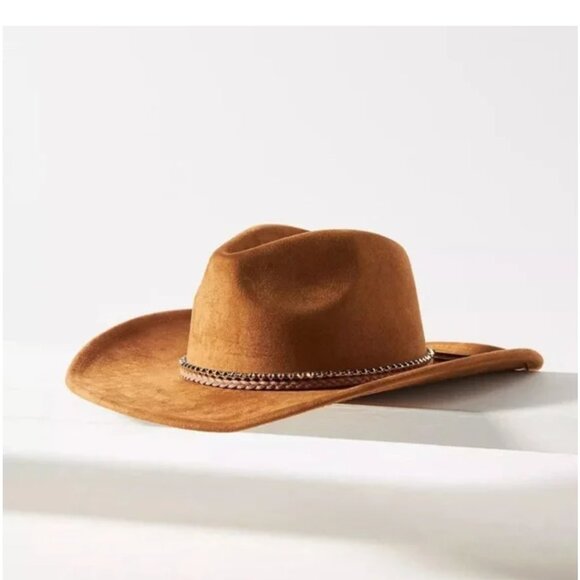 NWT Anthropologie Faux-Suede Rancher Hat in Honey Brown OS - Picture 2 of 9